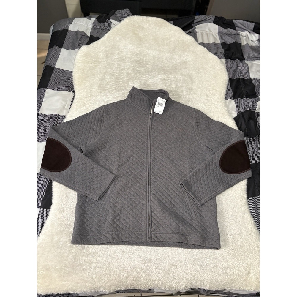 New Billy Reid Men's Full‎ Zip Gray Jacket Elbow Patch Size XL READ